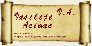 Vasilije Aćimac vizit kartica